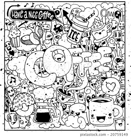 Coffee time doodles hand drawn sketchy vector - Stock Illustration ...