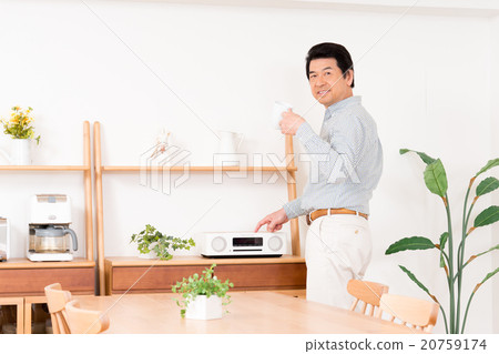 Stock Photo: middle and old aged, listening, music appreciation