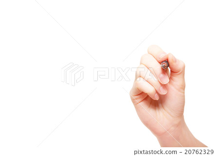 Hand with pen on white background Hand with pen on white background 20762329