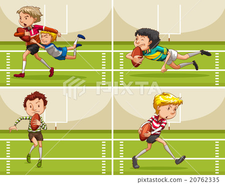 Boys playing rugby in the field Boys playing rugby in the field 20762335