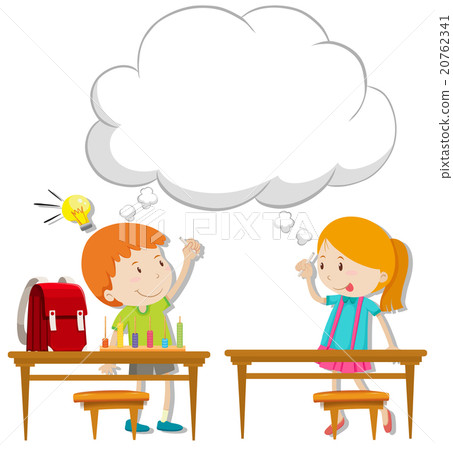Boy and girl with thinking bubble Boy and girl with thinking bubble 20762341