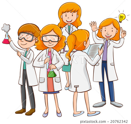 Male and female scientists working Male and female scientists working 20762342