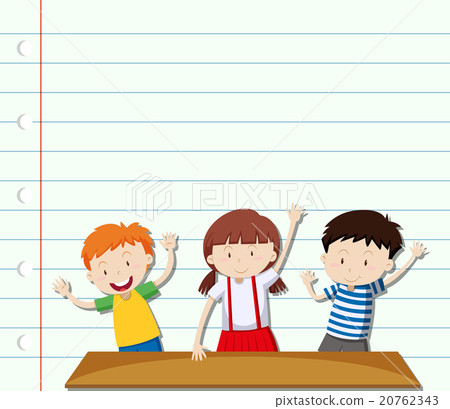 Paper design with three children 20762343