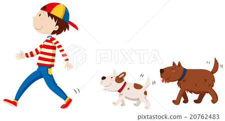 Two dogs following the man 20762483