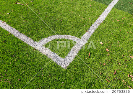 White line on the green soccer field White line on the green soccer field 20763826