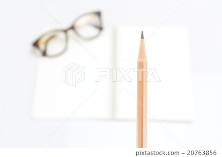 Pencil with notebook and eye glasses Pencil with notebook and eye glasses 20763856