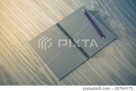 Blank note paper with pencil. on wood background 20764575