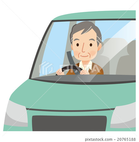Elderly men driving a car 20765188