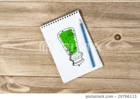 Notepad with pencil and sketches 20766113