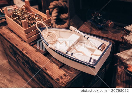 Handmade wooden boat toy close up. Handmade wooden boat toy close up. 20768052