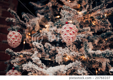 Decorated fir tree imitation with the snow on 20768107