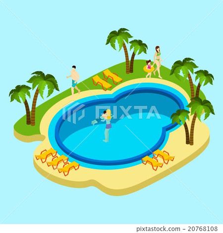 People At Water Park Illustration  20768108