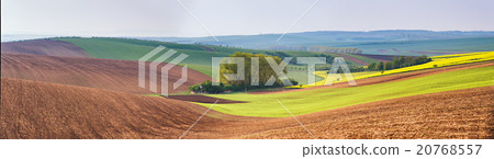 Spring fields panorama.  Czech Moravia hills. Spring fields panorama.  Czech Moravia hills. 20768557