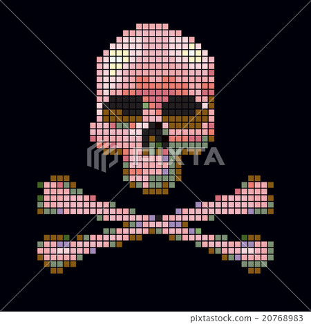 Skull and crossbones collected from pixels. Skull and crossbones collected from pixels. 20768983
