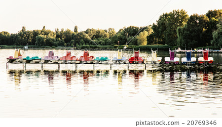 Colorful water bikes on the Balaton lake 20769346