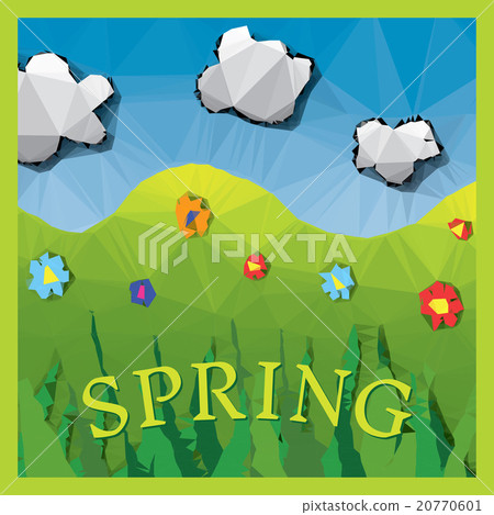 polygon illustration, card with colorful landscape 20770601