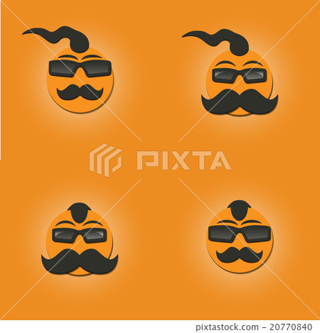 Funny faces with a mustache, vector illustration. 20770840