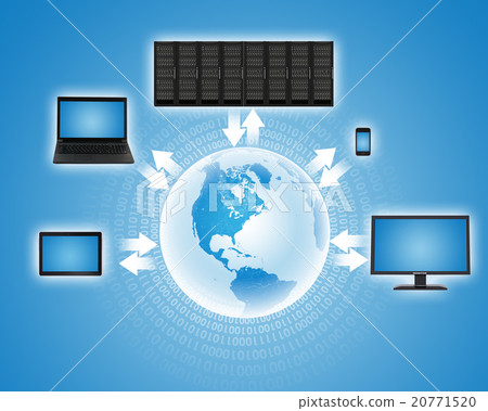 Earth between laptop, smartphone and tablet 20771520