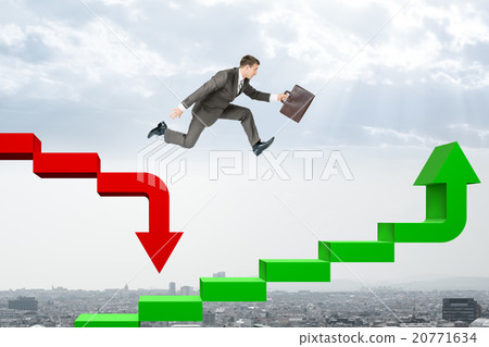 Businessman running on arrows 20771634
