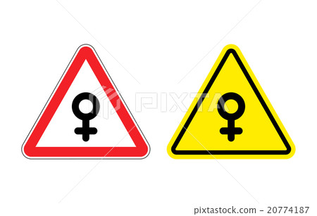 Warning sign of attention woman Yellow danger girl Warning sign of attention woman Yellow danger girl 20774187