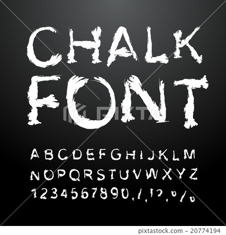 Chalk font. Alphabet written in white chalk.  20774194