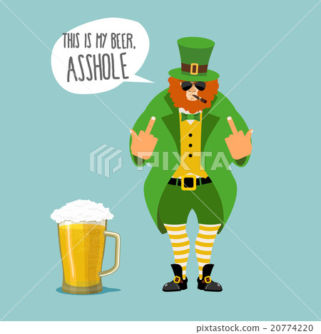 Angry leprechaun with beard. Bad leprechaun shows 20774220