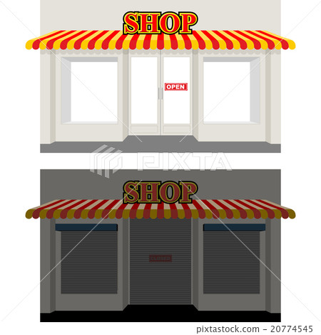 Shop by day and night. Storefront at dusk. Shop 20774545
