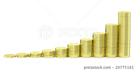Golden dollars coins bar chart. 20775181