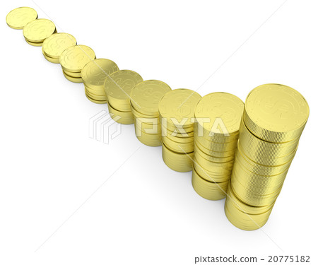 Growing golden dollars coins bar chart 20775182