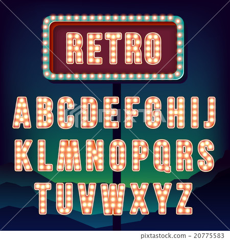 Vintage letters. Set of retro neon alphabet. Vintage letters. Set of retro neon alphabet. 20775583