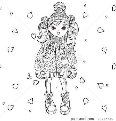Vector cute girls in winter hat 20776759
