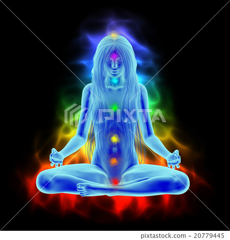 Yoga - long hair woman meditating 20779445