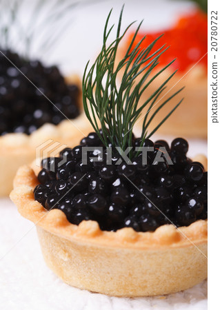 Canapes with black sturgeon caviar fish. macro Canapes with black sturgeon caviar fish. macro 20780722