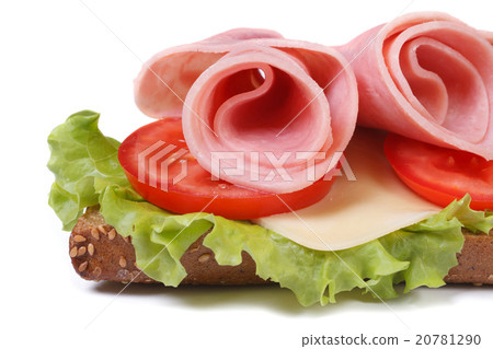 sandwich with ham and vegetables isolated sandwich with ham and vegetables isolated 20781290