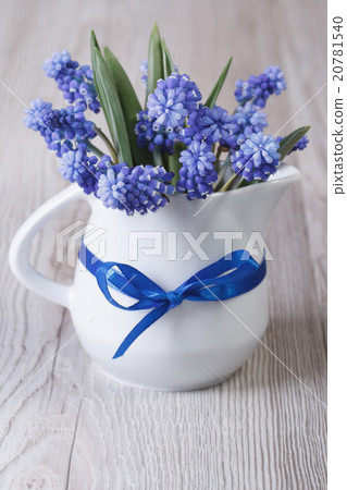 spring bouquet of blue muscari flowers in a jug spring bouquet of blue muscari flowers in a jug 20781540