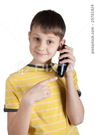 Cute boy with telephone in his hands 20781924