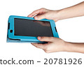 Kid's hands holding digital tablet isolated 20781926