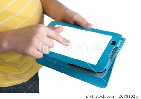 Kid's hands holding digital tablet isolated 20781929