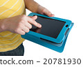 Kid's hands holding digital tablet isolated 20781930