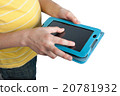 Kid's hands holding digital tablet isolated 20781932