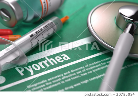 Pyorrhea - Printed Diagnosis on Green Background. 20783054