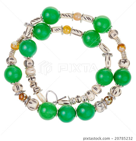 two circles of necklace from green gemstones two circles of necklace from green gemstones 20785232
