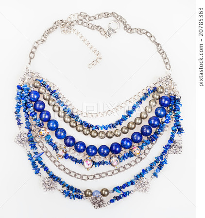 top view of blue necklace from natural gemstones top view of blue necklace from natural gemstones 20785363