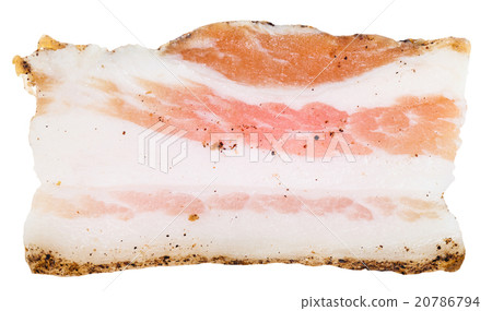 one slice of bacon isolated on white 20786794
