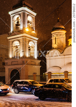 Sretenka street and tower of Church of the Trinity Sretenka street and tower of Church of the Trinity 20786812