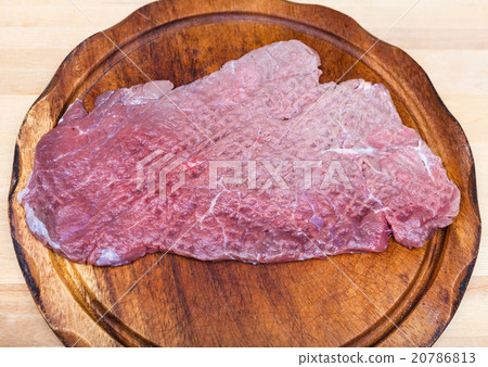 top view of beaten piece of meat top view of beaten piece of meat 20786813