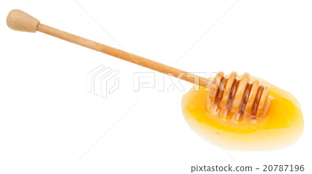puddle of transparent honey and wooden stick puddle of transparent honey and wooden stick 20787196
