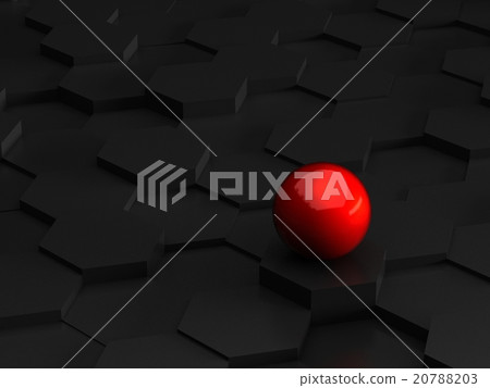 Abstract background of 3d hexagons and red sphere - Stock Illustration ...