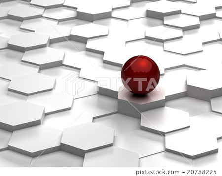 Abstract background of 3d hexagons and red sphere - Stock Illustration ...
