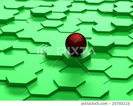 Abstract background of 3d hexagons and red sphere - Stock Illustration ...